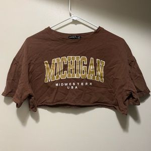 Brown Michigan Crop Top